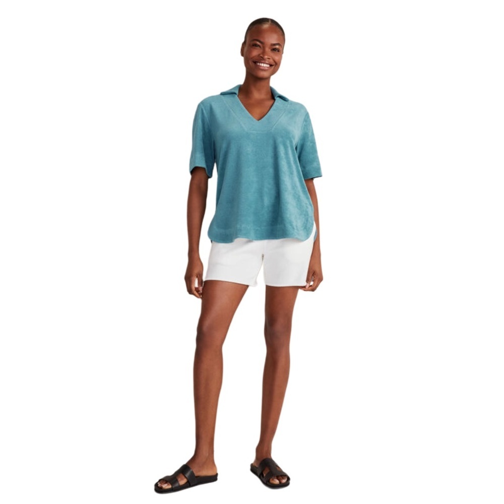 Haven Well Within Teal Terrycloth V-Neck Top Beach Pool XL